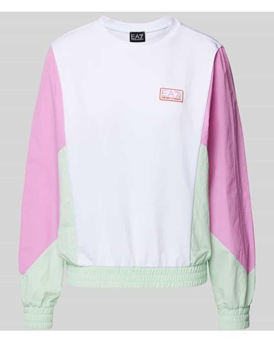 EA7 Sweatshirt mit Label-Badge - Pink
