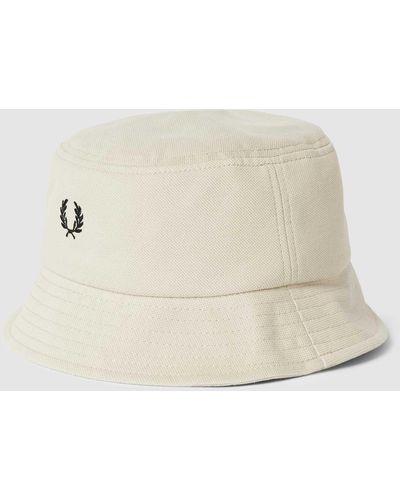 Fred Perry Bucket Hat mit Label-Stitching Modell 'Pique' - Natur