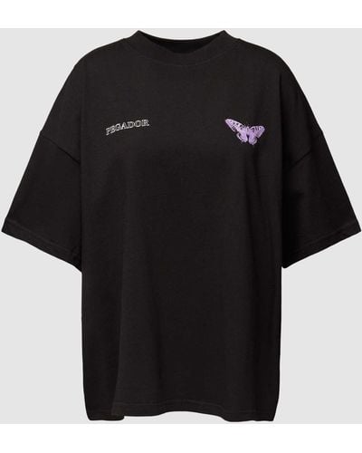 PEGADOR Oversized T-shirt Met Extra Brede Schouders - Zwart