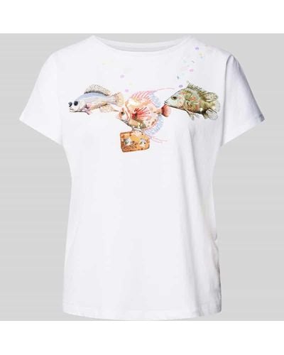 Marc Cain T-Shirt mit Paillettenbesatz - Weiß