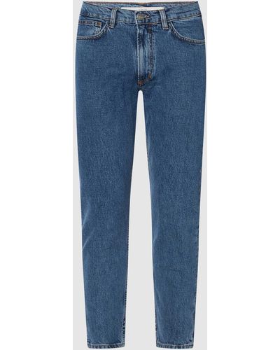 Mango Cropped Tapered Fit Jeans mit Stretch-Anteil Modell 'Ben' - Blau