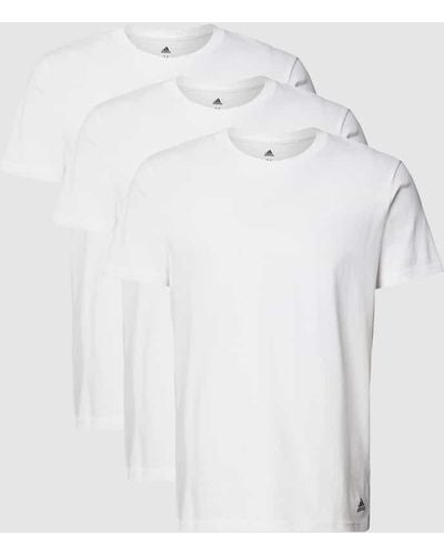 adidas T-Shirt mit Label-Print im 3er-Pack - Weiß