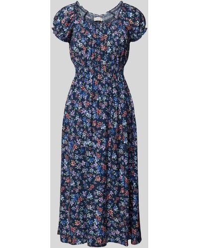 Apricot Knielanges Kleid mit Karree-Ausschnitt - Blau