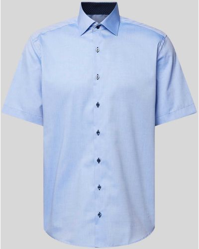 Eterna Modern Fit Zakelijk Overhemd Met 1/2-mouwen - Blauw
