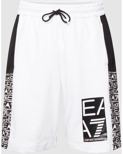 EA7 Sweatshorts mit Logo-Print - Weiß