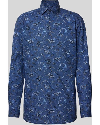 Olymp Modern Fit Zakelijk Overhemd Met Paisleymotief - Blauw