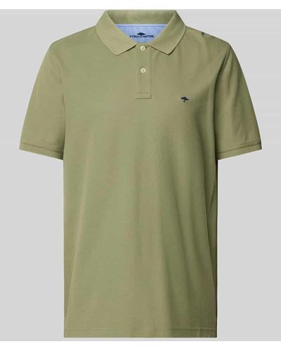 Fynch-Hatton Regular Fit Poloshirt mit Label-Stitching - Grün