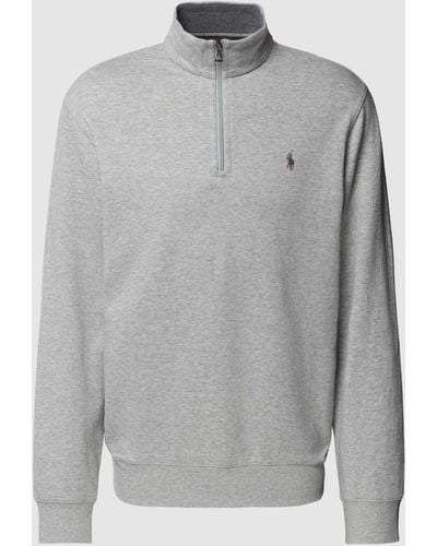 Polo Ralph Lauren Sweatshirt Met Riblook En Korte Ritssluiting - Grijs
