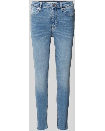 Mango Skinny Fit Jeans mit offenem Saum Modell 'ISA' - Blau