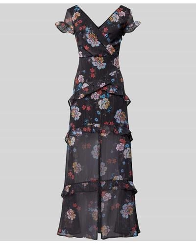 Sistaglam Abendkleid mit floralem Print - Schwarz