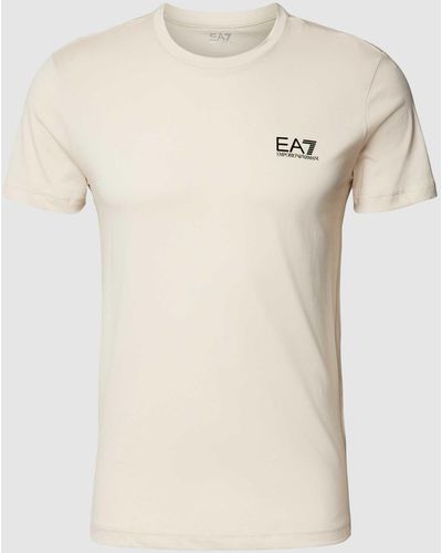 EA7 T-shirt Met Labelprint - Naturel