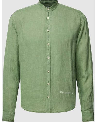 Better Rich Freizeithemd aus Leinen mit Maokragen - Grün