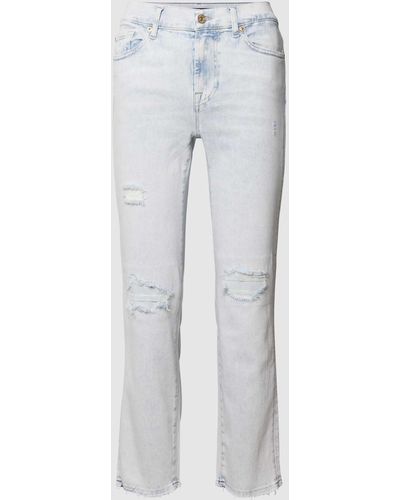 7 For All Mankind Slim Fit Capri-jeans Met Labeldetails - Wit