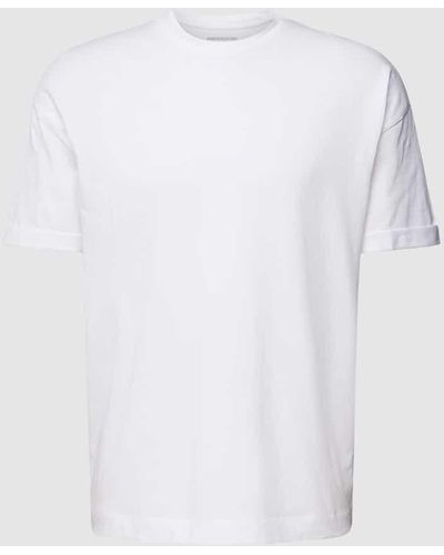 DRYKORN T-Shirt mit geripptem Rundhalsausschnitt Modell 'THILO' - Weiß