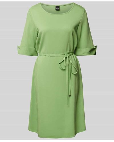 BOSS Knielanges Kleid aus Viskose-Elasthan-Mix Modell 'Drimie' - Grün