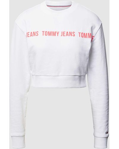 Tommy Hilfiger Cropped Sweatshirt Van Biologisch Katoen - Wit