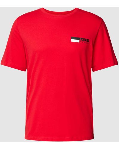 Jack & Jones T-Shirt mit Label-Print Modell 'CORP' - Rot