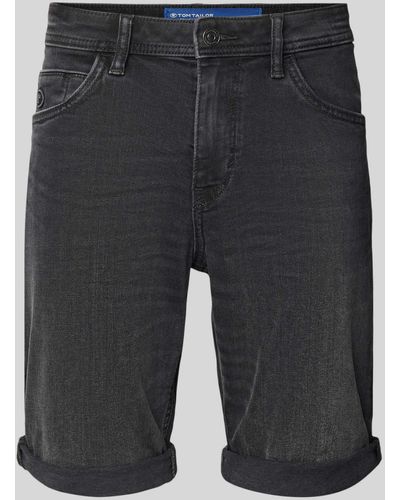 Tom Tailor Regular Fit Jeansshorts im 5-Pocket-Design - Grau