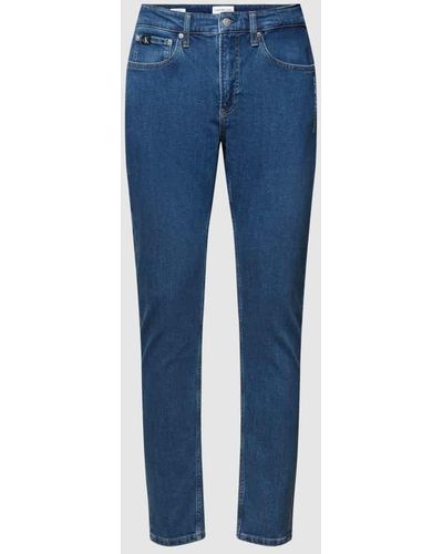 Calvin Klein Slim Fit Jeans mit Label-Stitching - Blau