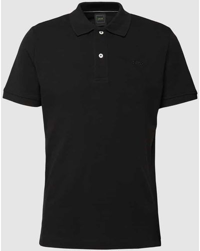 Geox Poloshirt mit Seitenschlitzen Modell 'Piquee uni' - Schwarz