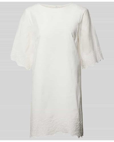 Esprit Minikleid in unifarbenem Design mit Rundhalsausschnitt - Weiß
