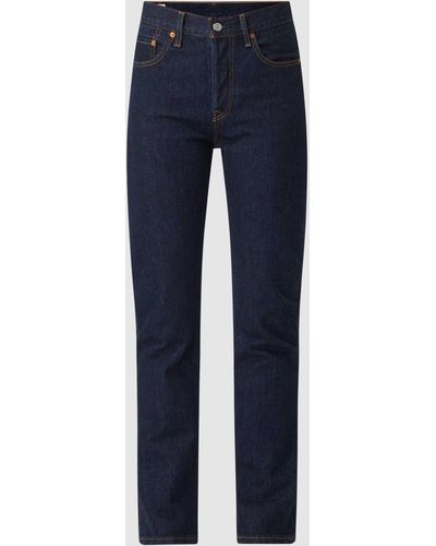 Levi's® 300 Straight Fit High Rise Jeans Van Katoen, Model '501' - Blauw