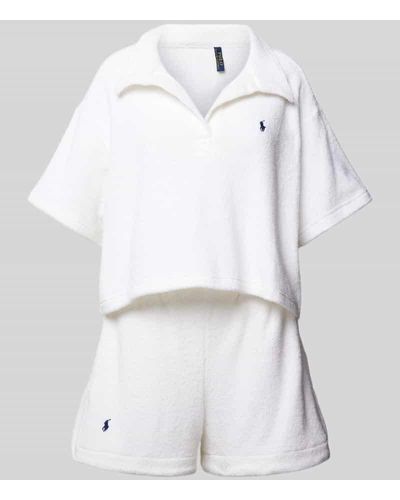 Polo Ralph Lauren Jumpsuit mit Strukturmuster Modell 'TERRY' - Weiß