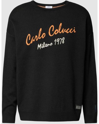 carlo colucci Sweatshirt Met Logostitching - Zwart