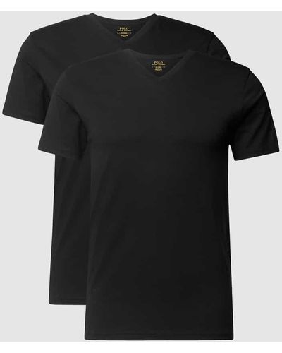 Polo Ralph Lauren T-Shirt aus Baumwolle mit V-Ausschnitt im 2er-Pack - Schwarz