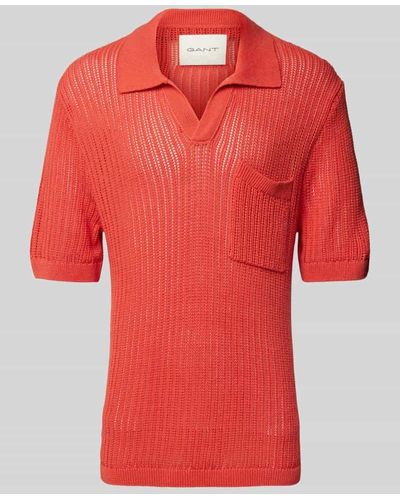 GANT Poloshirt aus Leinen-Mix in unifarbenem Design - Rot