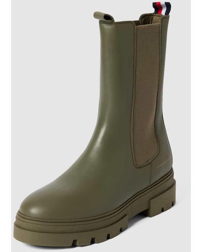 Tommy Hilfiger Chelsea Boots aus Leder Modell 'MONOCHROMATIC' - Grün