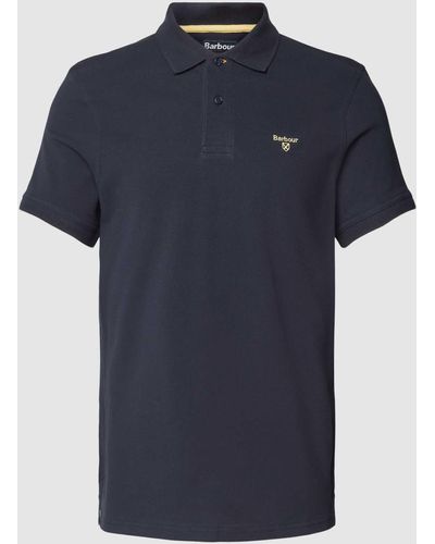 Barbour Slim Fit Poloshirt Met Labelstitching - Blauw