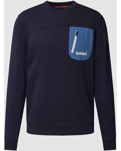 Napapijri Sweatshirt Met Labelprint - Blauw