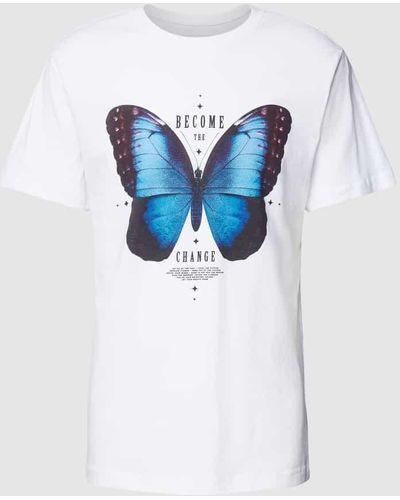 Mister Tee T-Shirt mit Motiv-Print Modell 'Become the Change' - Blau