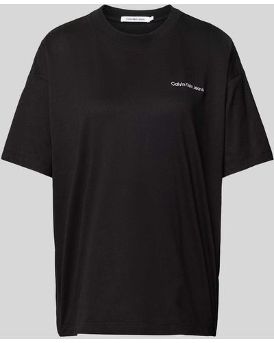 Calvin Klein T-Shirt mit Label-Stitching Modell 'EMBROIDERED' - Schwarz