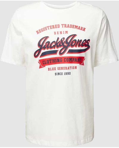 Jack & Jones T-Shirt mit Label-Print - Weiß