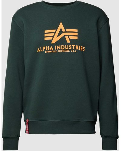 Alpha Industries 'BASIC SWEATER' mit Logo-Print - Grün