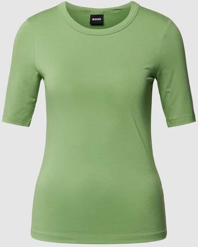 BOSS T-Shirt im unifarbenen Design Modell 'EFITA' - Grün