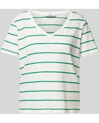 Mango T-Shirt mit V-Ausschnitt Modell 'LINDA' - Grün
