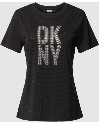 DKNY T-shirt Met Logo Van Siersteentjes - Zwart
