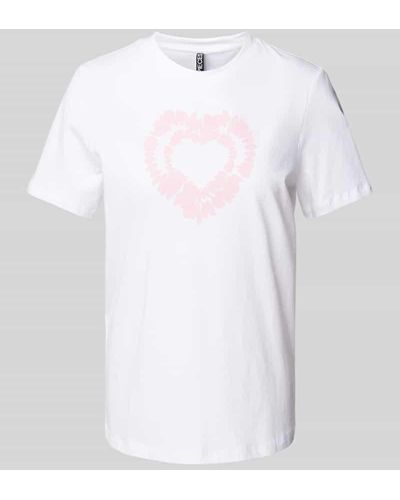 Pieces T-Shirt mit Motiv-Print - Weiß