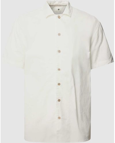 Anerkjendt Relaxed Fit Freizeithemd aus Leinen mit Kentkragen - Weiß