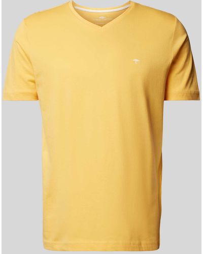 Fynch-Hatton T-shirt Met V-hals - Geel
