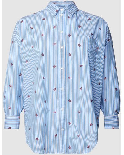 Tommy Hilfiger Oversized Overhemdblouse Met Streepmotief - Blauw