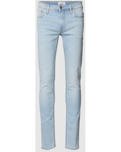Jack & Jones Skinny Fit Jeans im 5-Pocket-Design Modell 'LIAM' - Blau