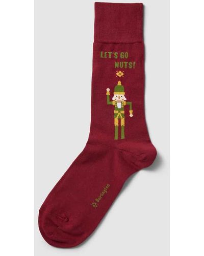 Burlington Socken mit Motiv-Stitching Modell 'NUTTY NUTCRACKER' - Rot