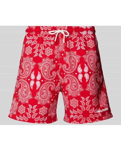 Review Badehose mit Paisley-Muster - Rot