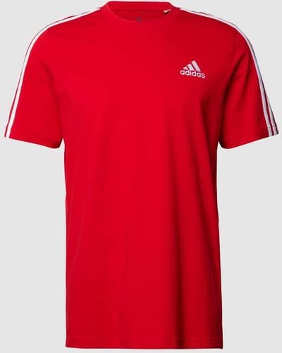 adidas T-Shirt mit labeltypischen Streifen Modell 'SCARLE ECARLA' - Rot