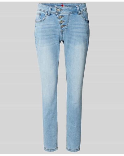 Buena Vista Slim Fit Jeans mit asymmetrischer Knopfleiste Modell 'Malibu' - Blau