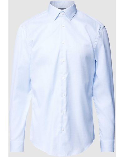 Jake*s Slim Fit Zakelijk Overhemd Met All-over Motief - Blauw